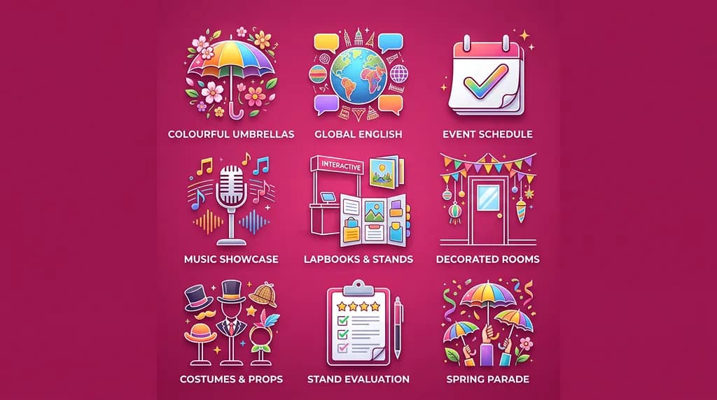 ENGLISH DAY "COLOURFUL UMBRELLAS"
